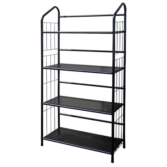 Black Four Shelf Metal Standing Book Shelf - AFS