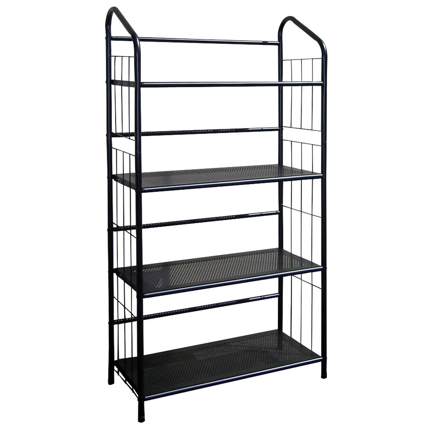 Black Four Shelf Metal Standing Book Shelf - AFS