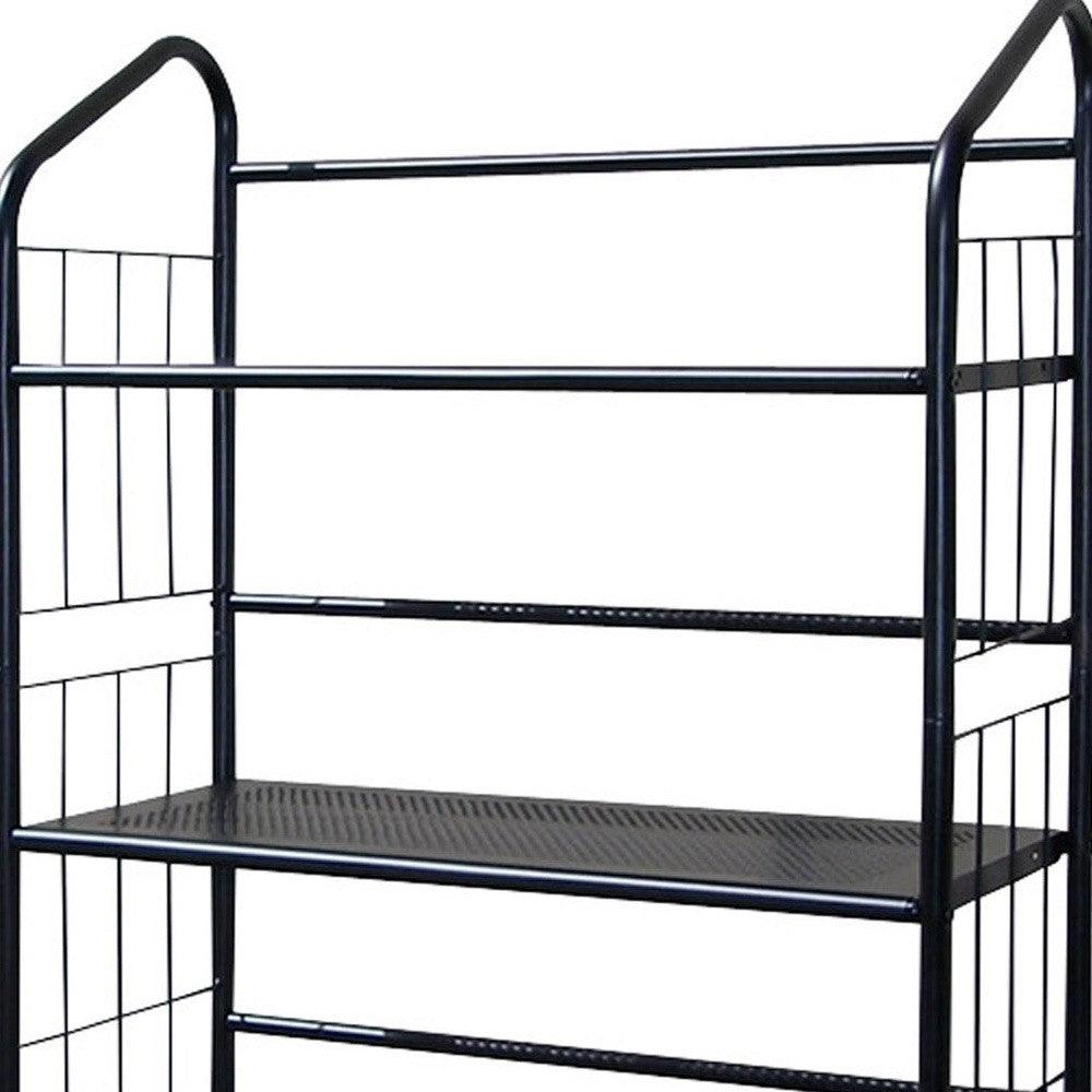 Black Four Shelf Metal Standing Book Shelf - AFS