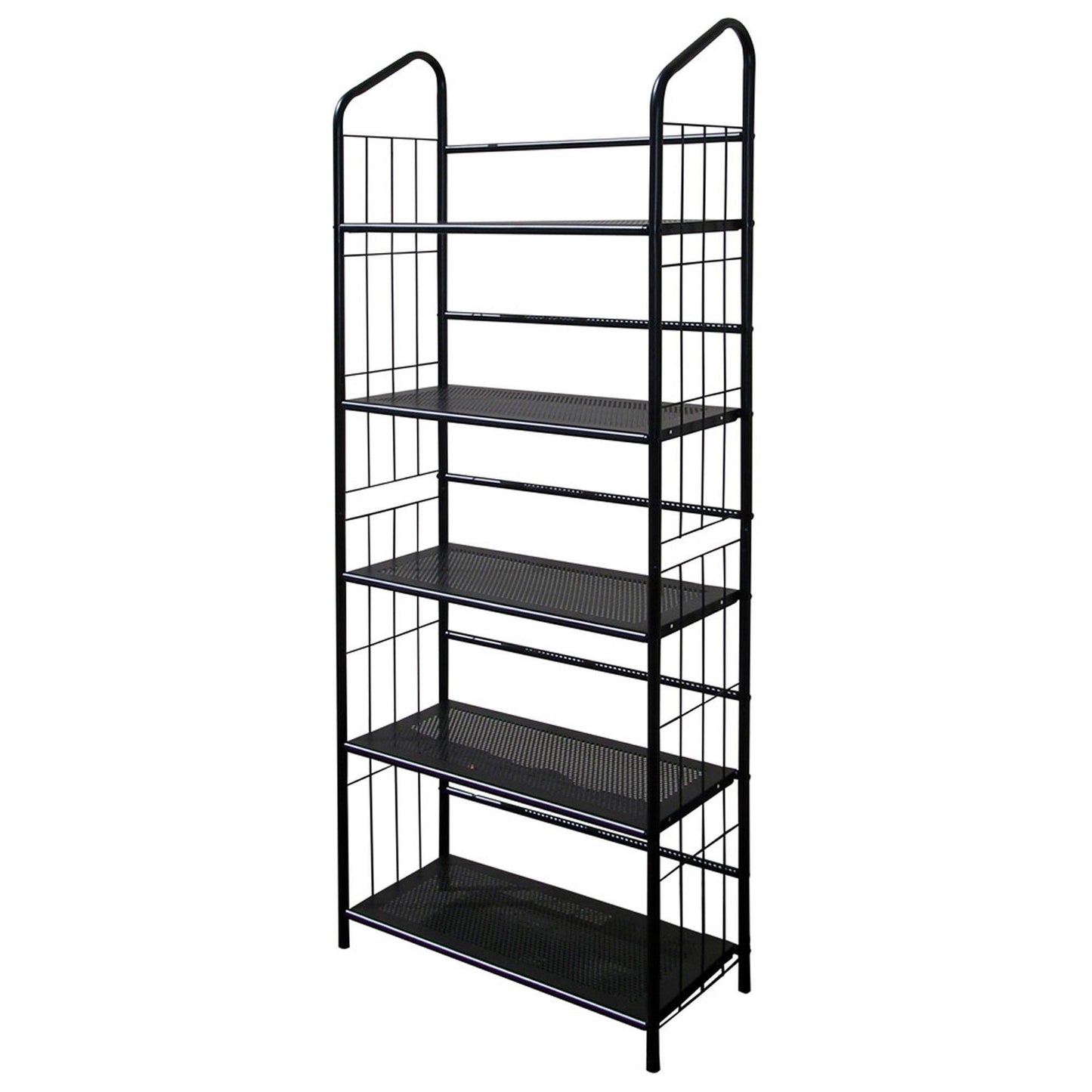 Black Five Shelf Metal Standing Book Shelf - AFS