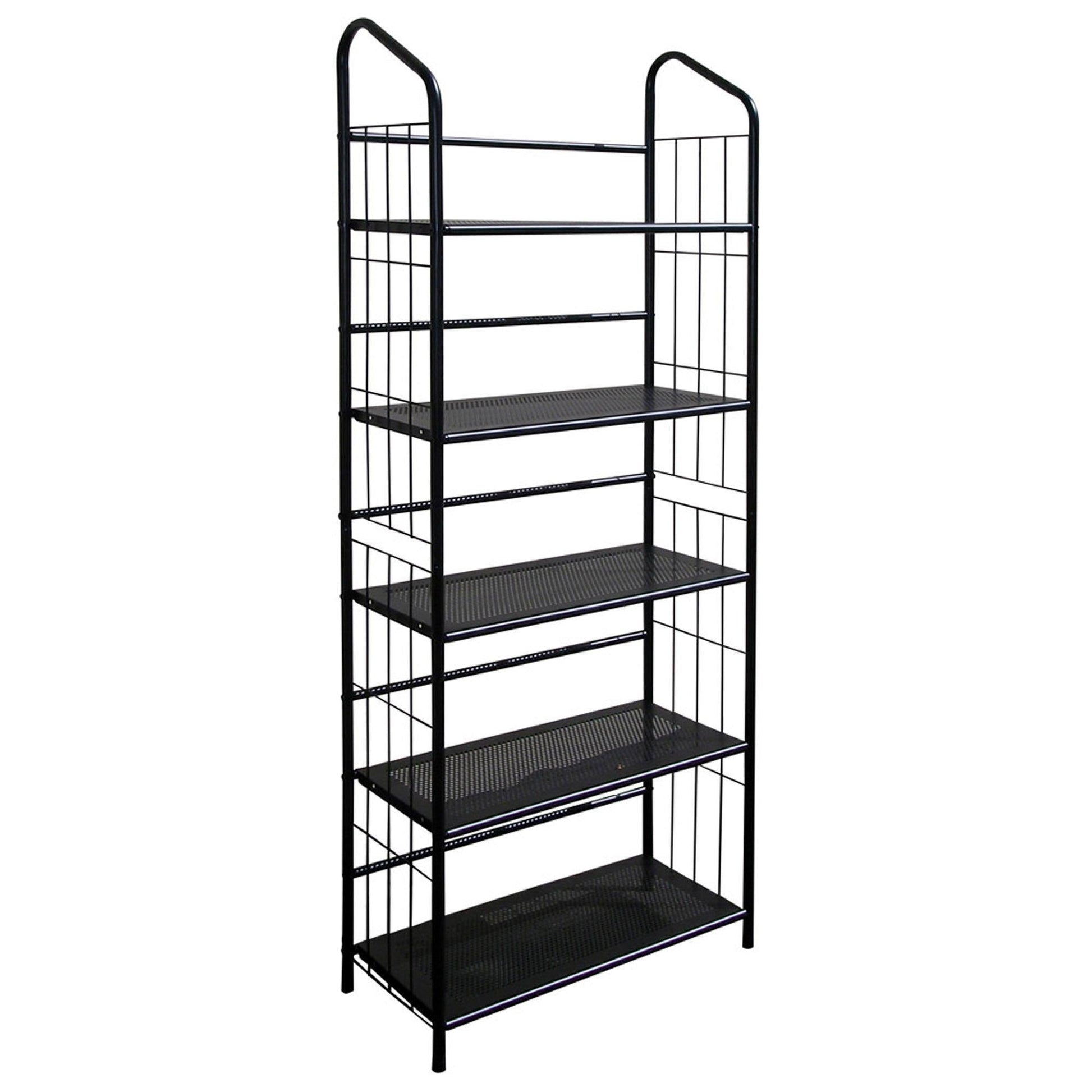 Black Five Shelf Metal Standing Book Shelf - AFS