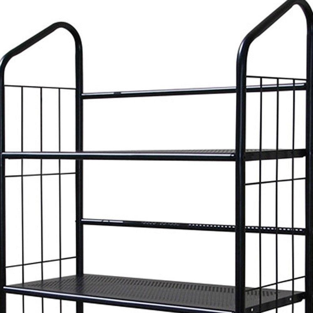 Black Five Shelf Metal Standing Book Shelf - AFS