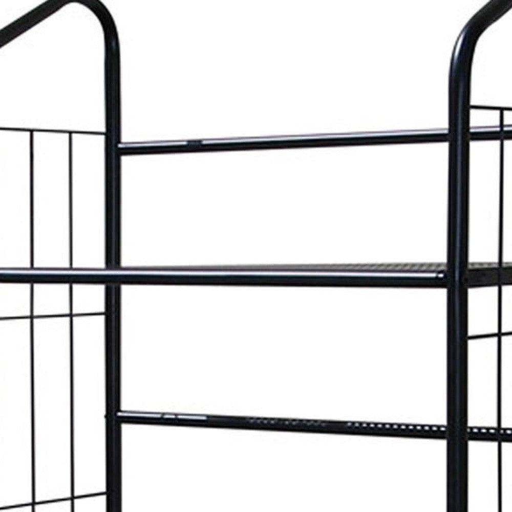 Black Five Shelf Metal Standing Book Shelf - AFS