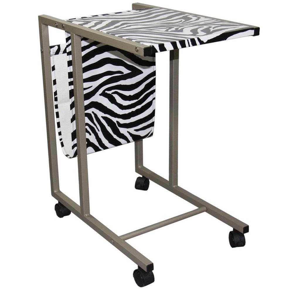 Modern Zebra Print Metal Laptop Cart And Desk - AFS