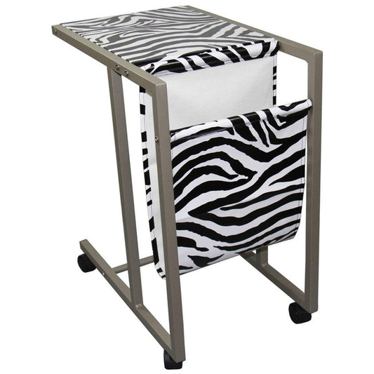 Modern Zebra Print Metal Laptop Cart And Desk - AFS