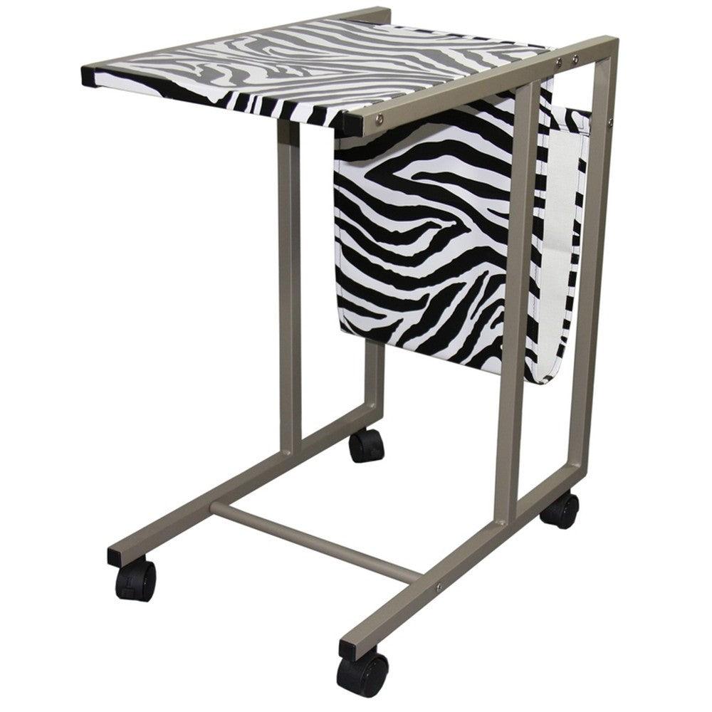 Modern Zebra Print Metal Laptop Cart And Desk - AFS