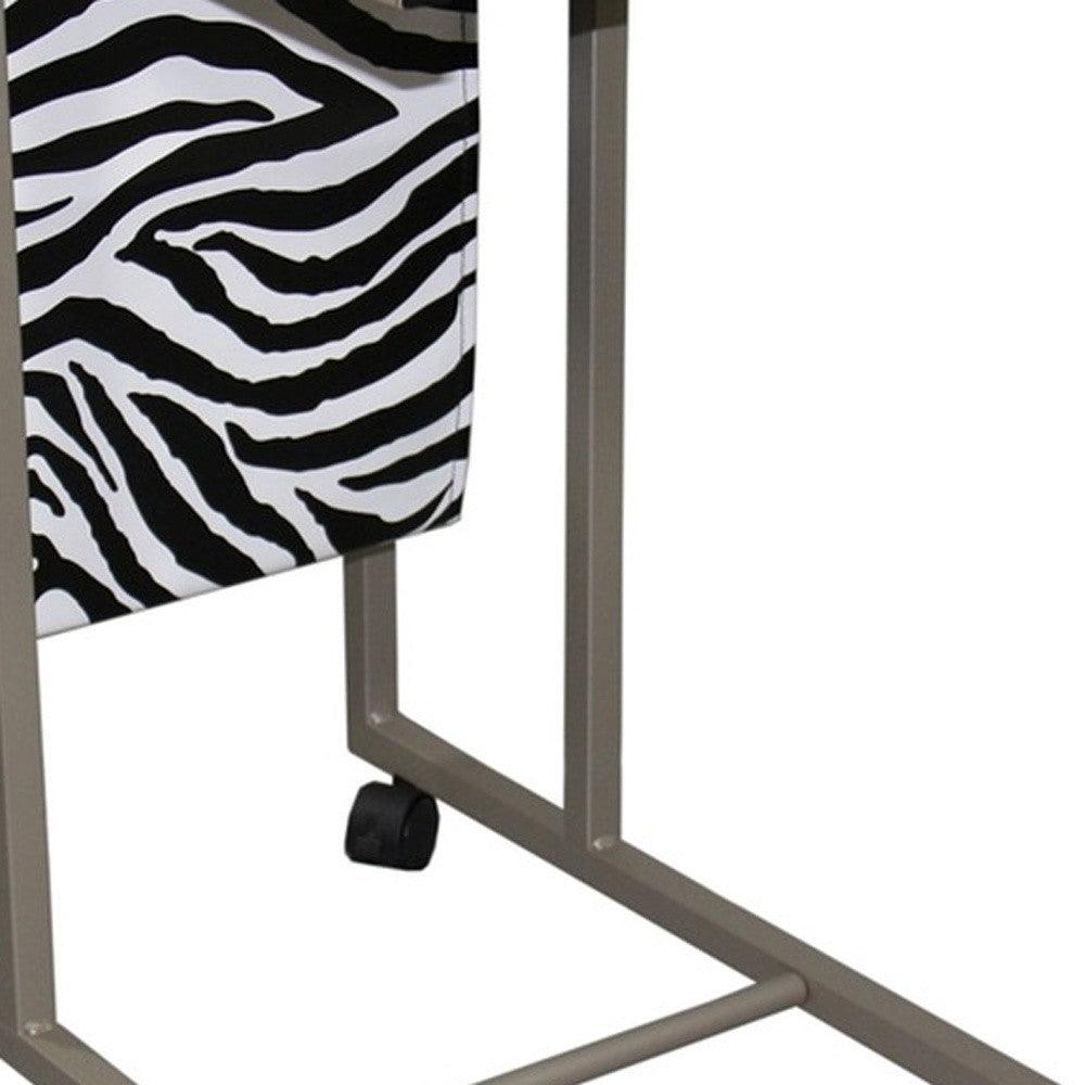 Modern Zebra Print Metal Laptop Cart And Desk - AFS