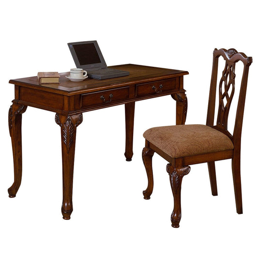 Classic Dark Walnut Office and Home Two Piece Desk Set - AFS