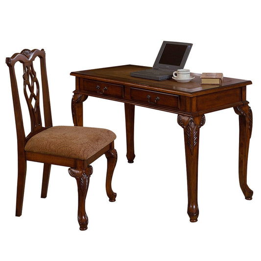 Classic Dark Walnut Office and Home Two Piece Desk Set - AFS