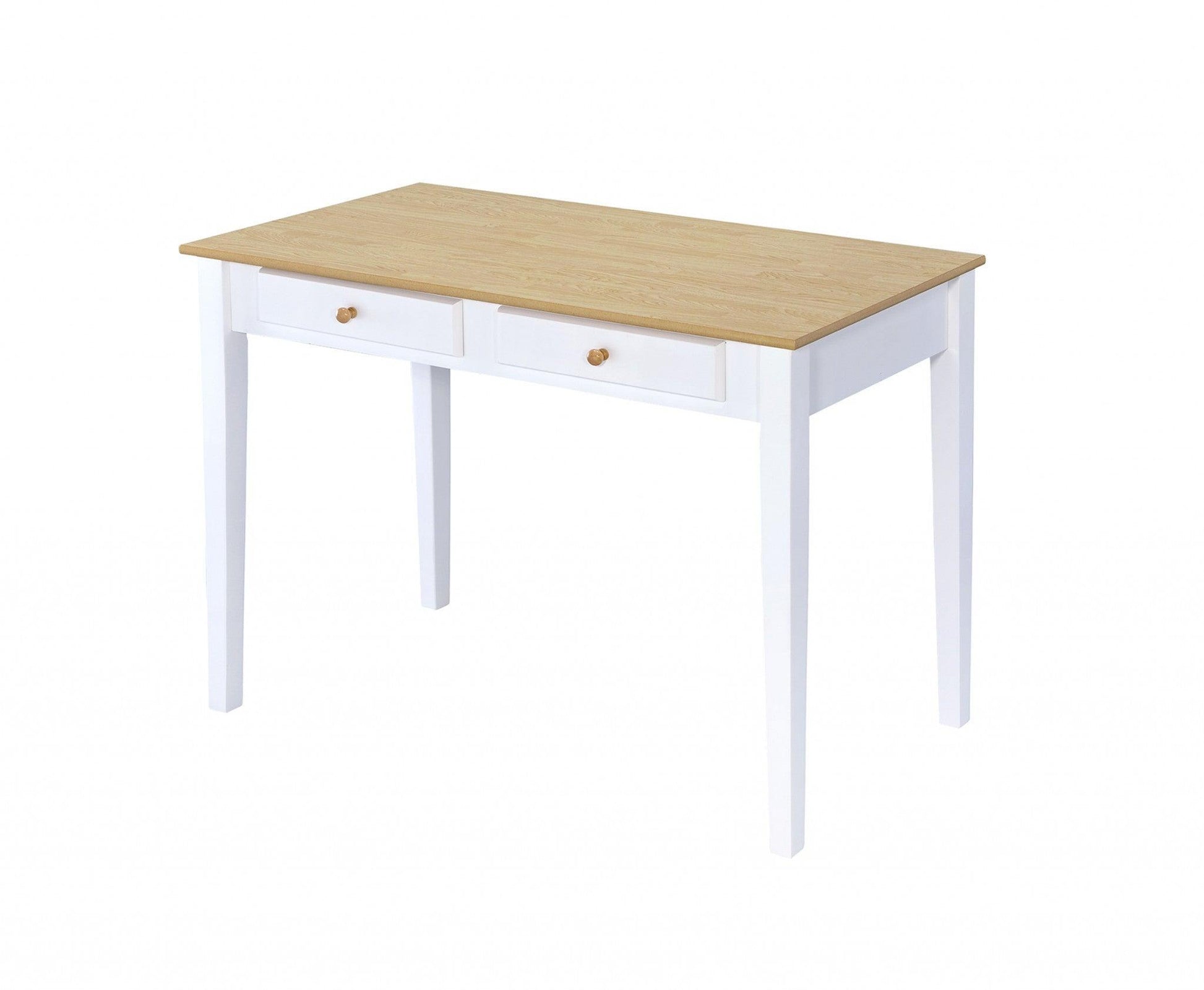 Wood And White Finish Cottage Desk With 2 Drawers - AFS