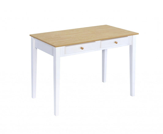 Wood And White Finish Cottage Desk With 2 Drawers - AFS