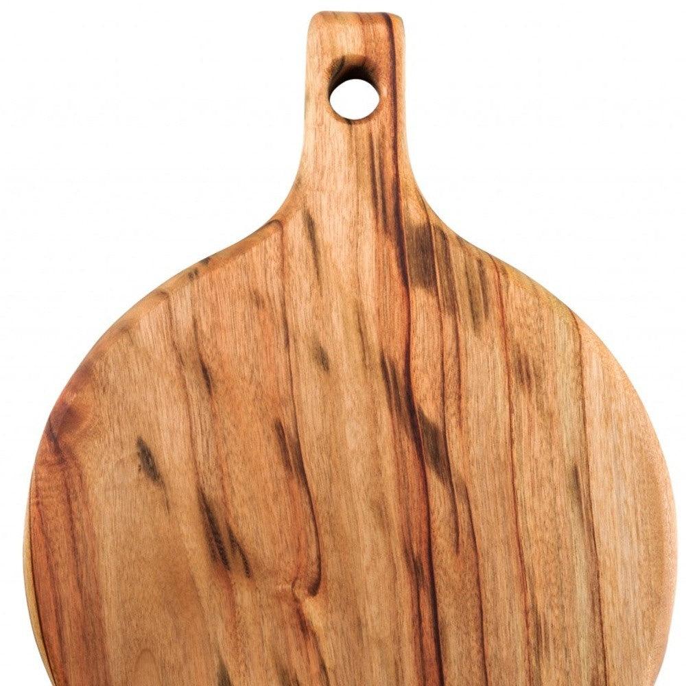 Natural Laurel Wood Anti Bacterial Round Pizza Paddle Board - AFS