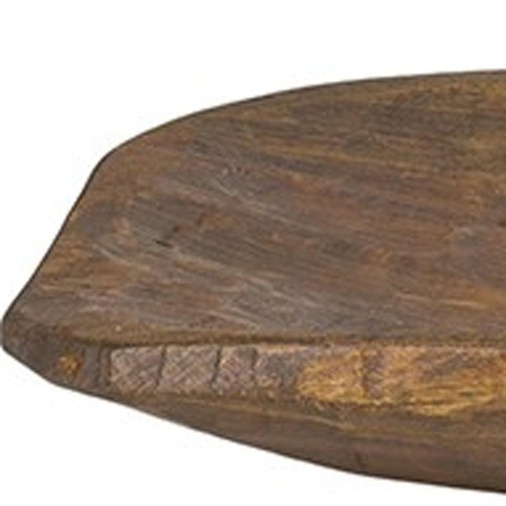 Rustic Brown and Natural Handcarved Wide Oval Centerpiece Bowl - AFS