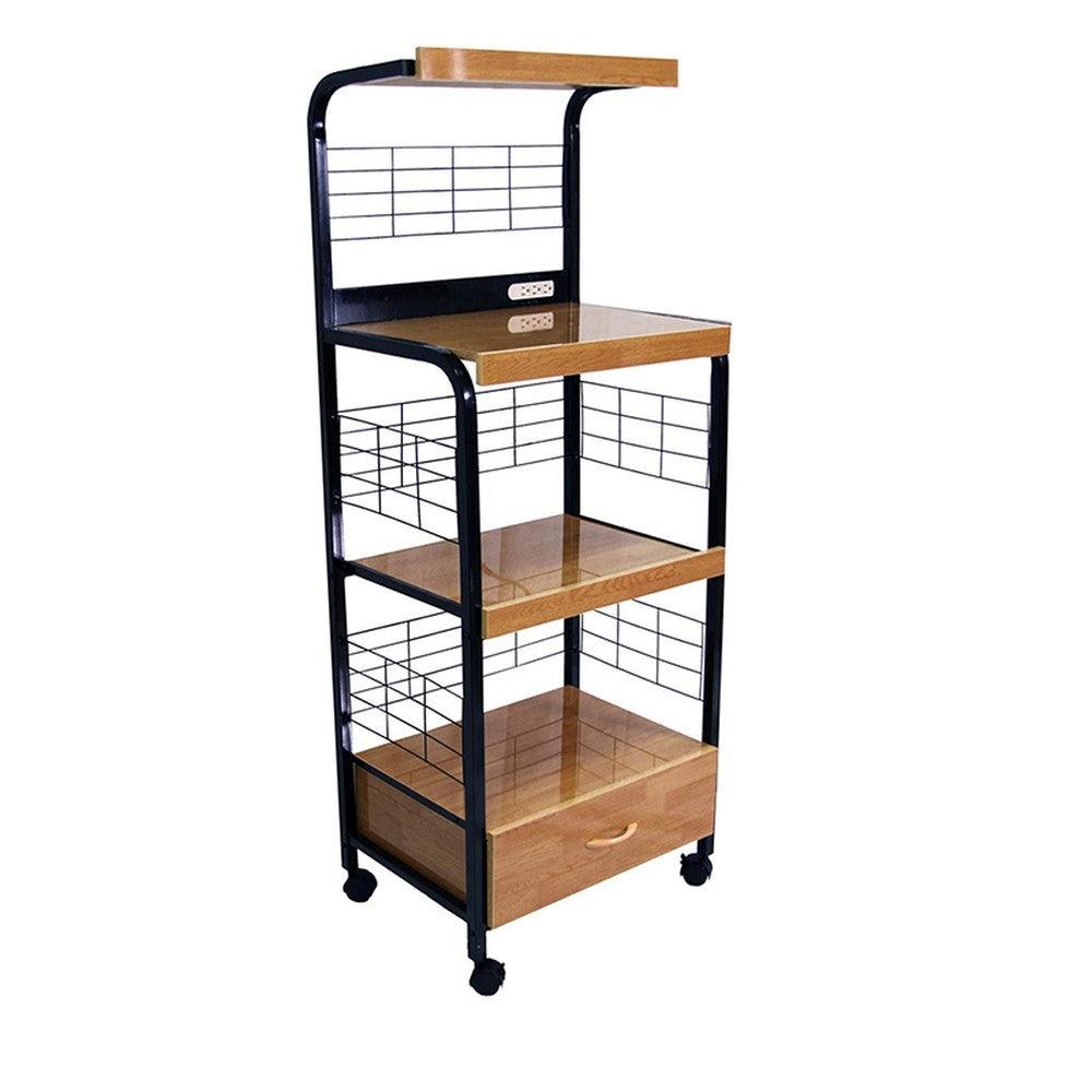 Mod Black and Natural Microwave Kitchen Cart - AFS