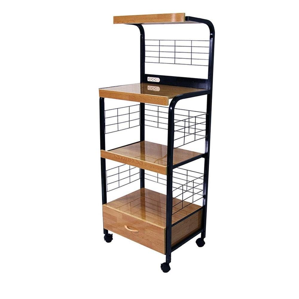 Mod Black and Natural Microwave Kitchen Cart - AFS