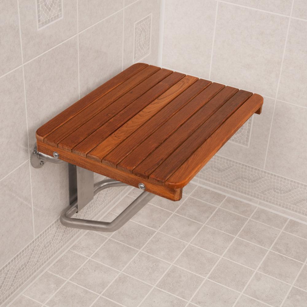 22" Classic Teak Wall Mount Teak Shower Bench - AFS