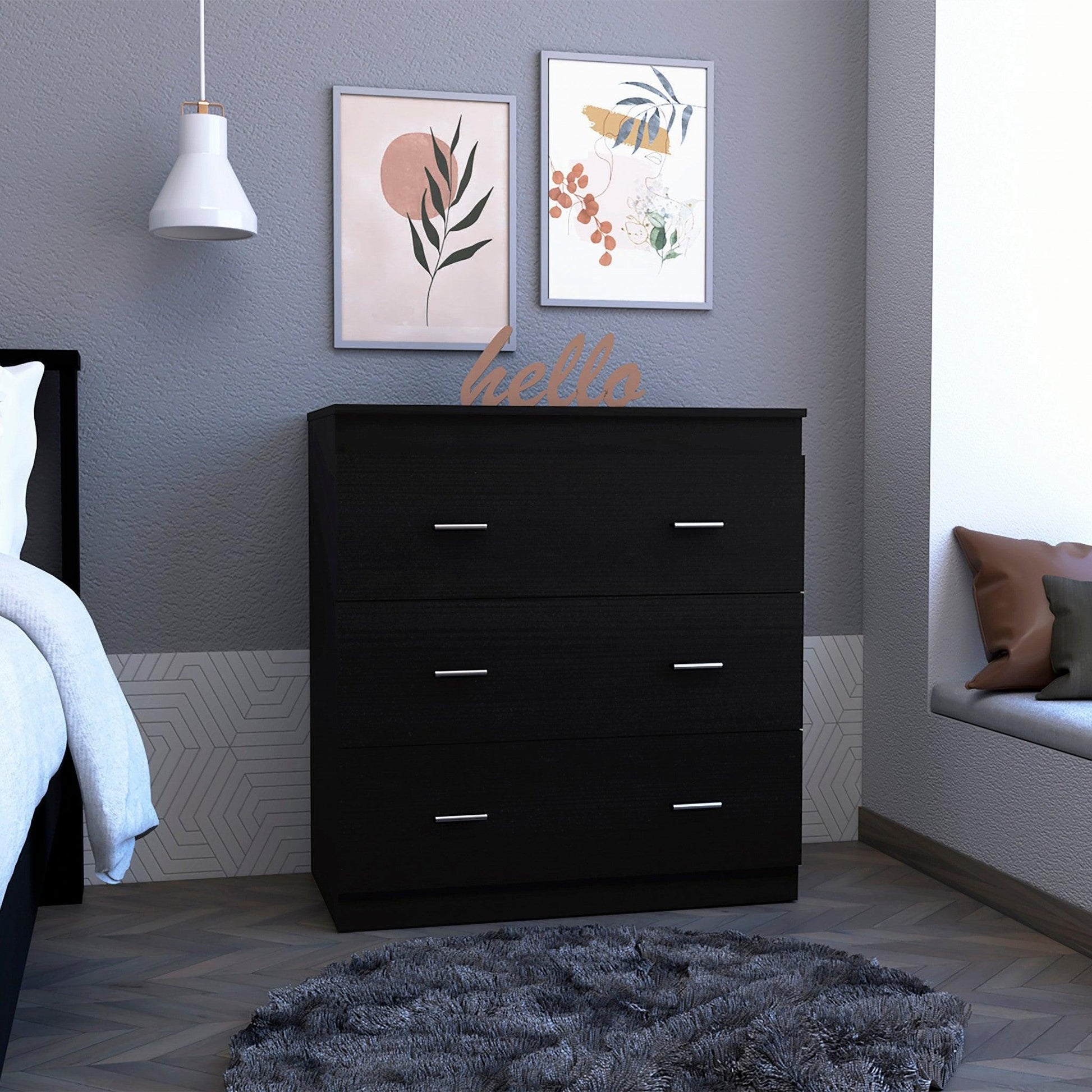 33" Black Three Drawer Dresser - AFS