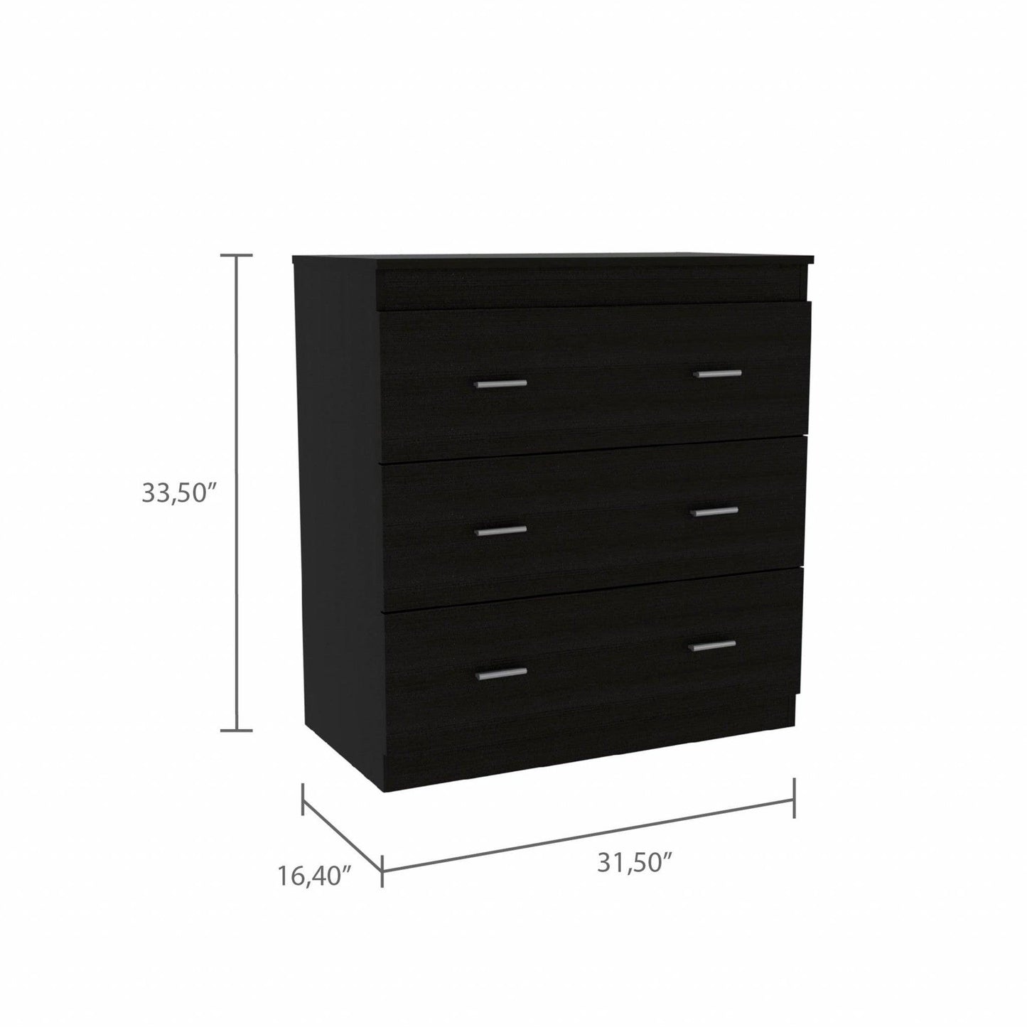 33" Black Three Drawer Dresser - AFS