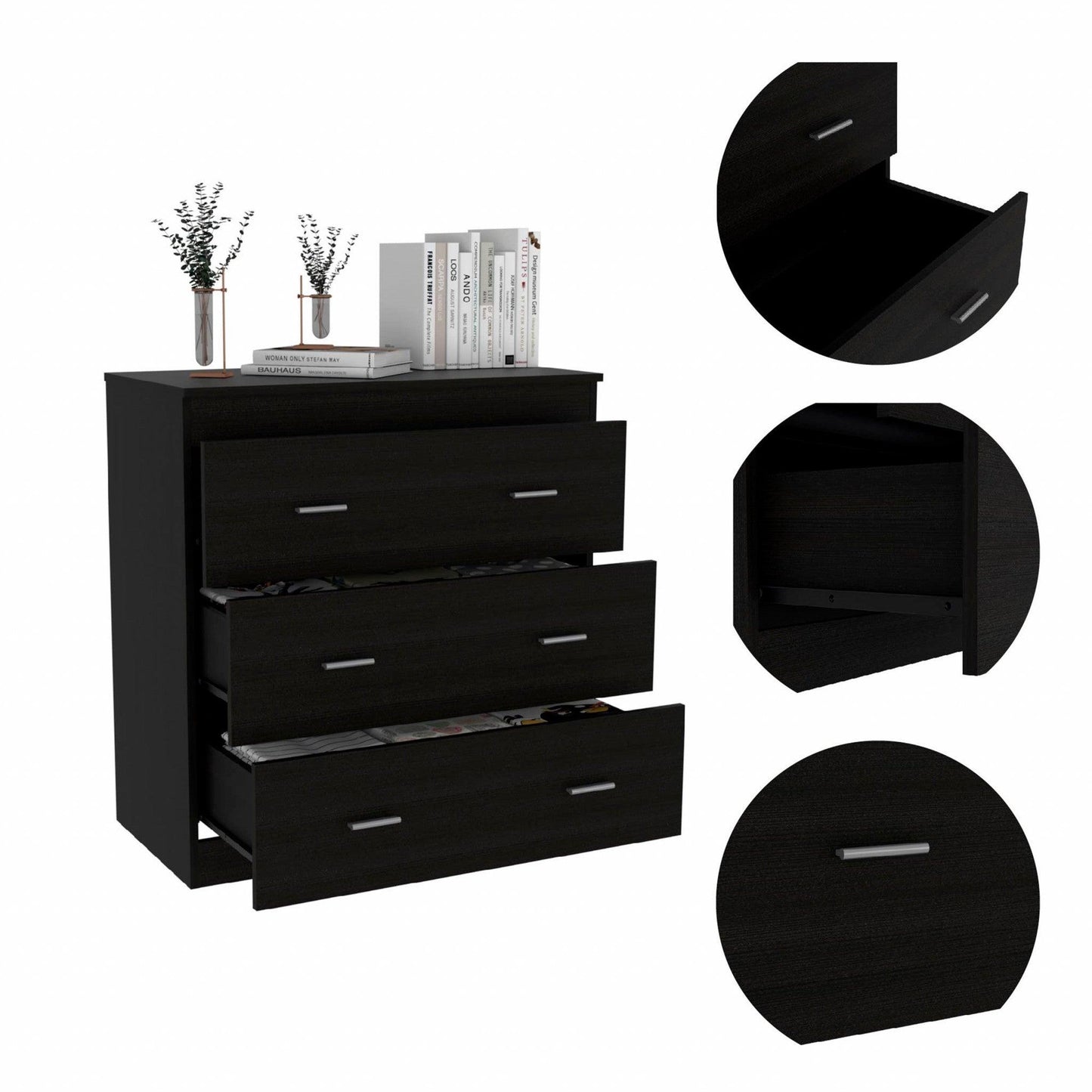 33" Black Three Drawer Dresser - AFS