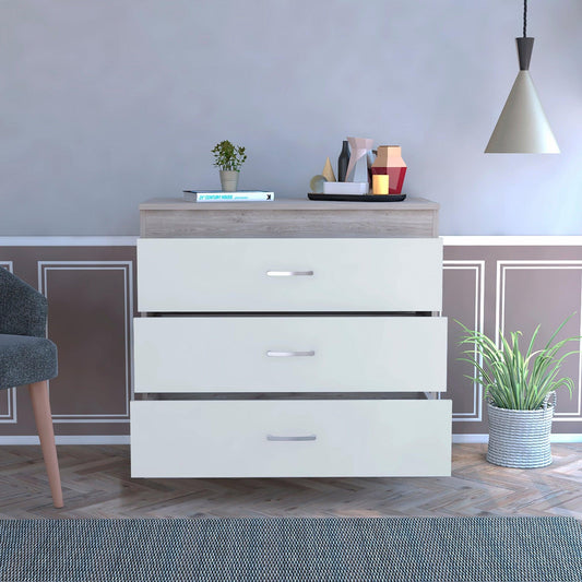 29" Light Gray and White Three Drawer Dresser - AFS