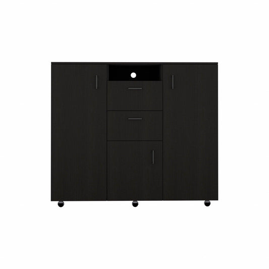 Black Three Door Closet with Two Drawers - AFS