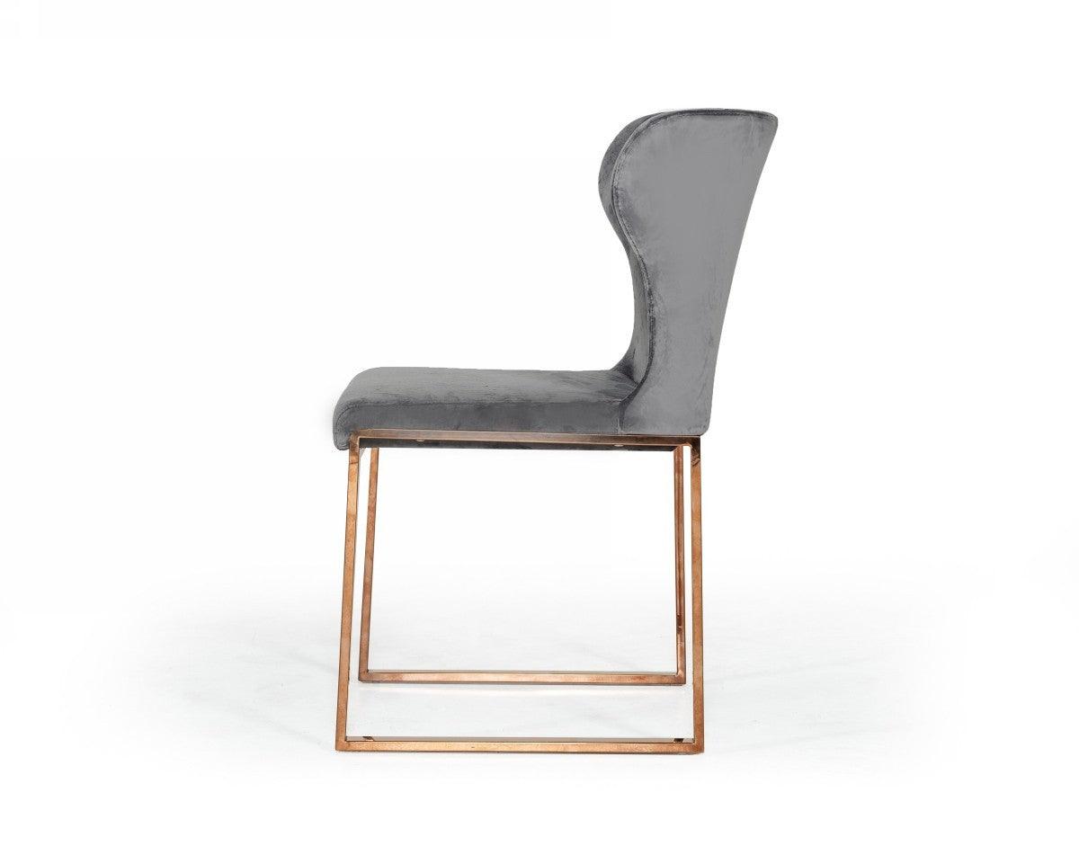 Gray Rosegold Velvet Dining Chair - AFS