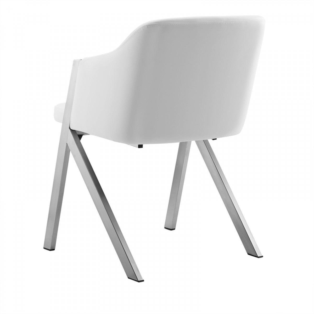 Set of Two White Faux Leather Modern Dining Chairs - AFS