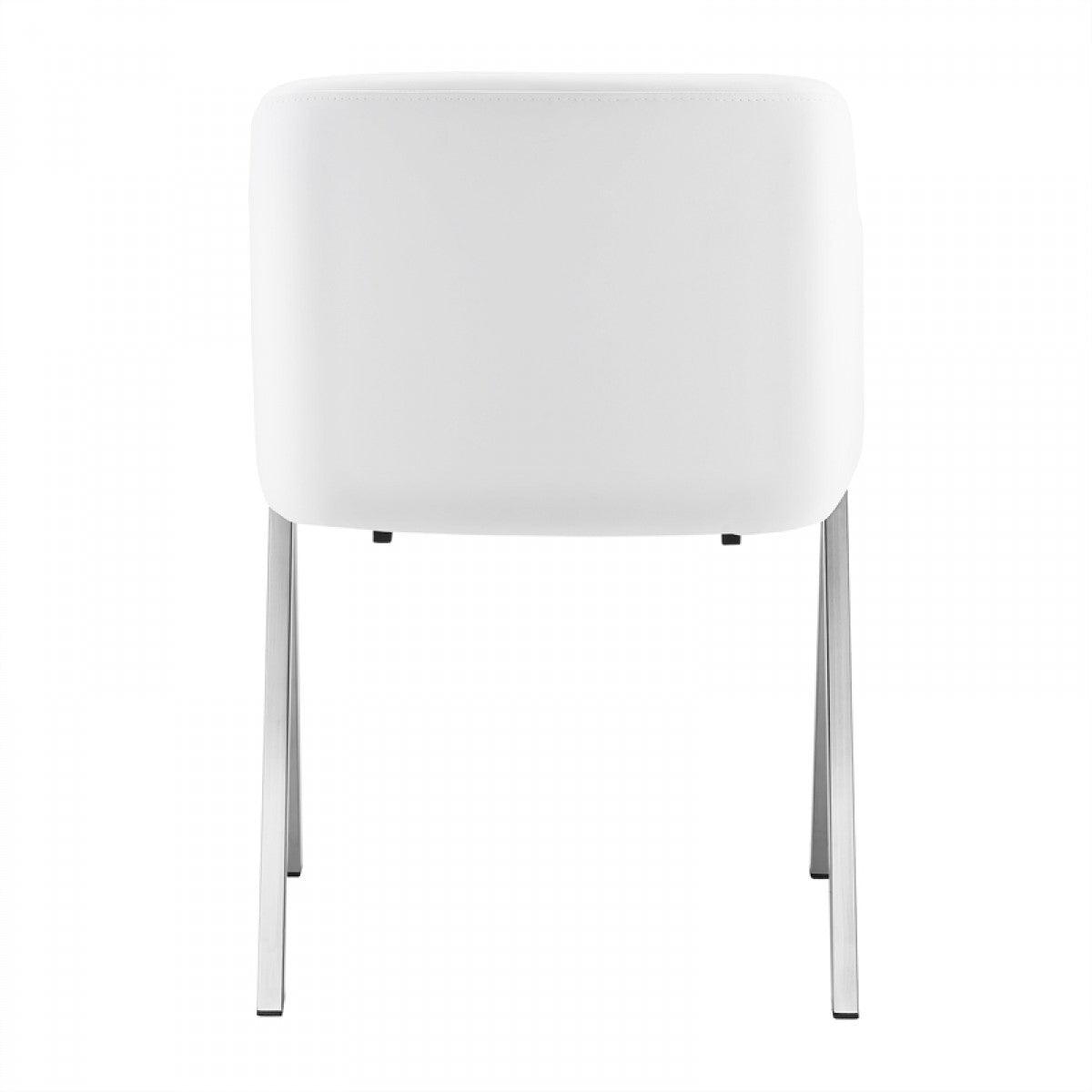 Set of Two White Faux Leather Modern Dining Chairs - AFS