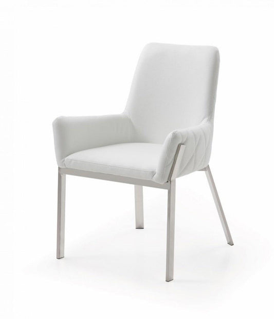 White Faux Leather Dining Chair - AFS