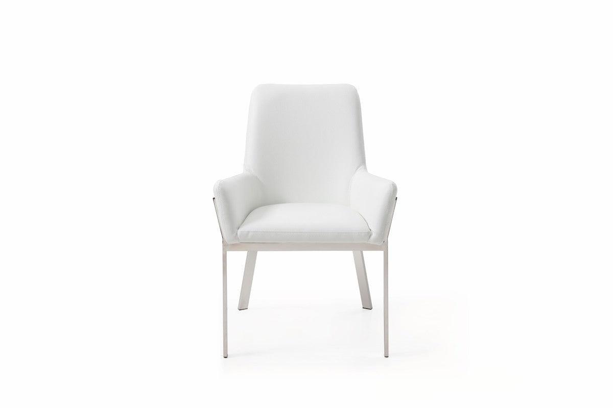 White Faux Leather Dining Chair - AFS