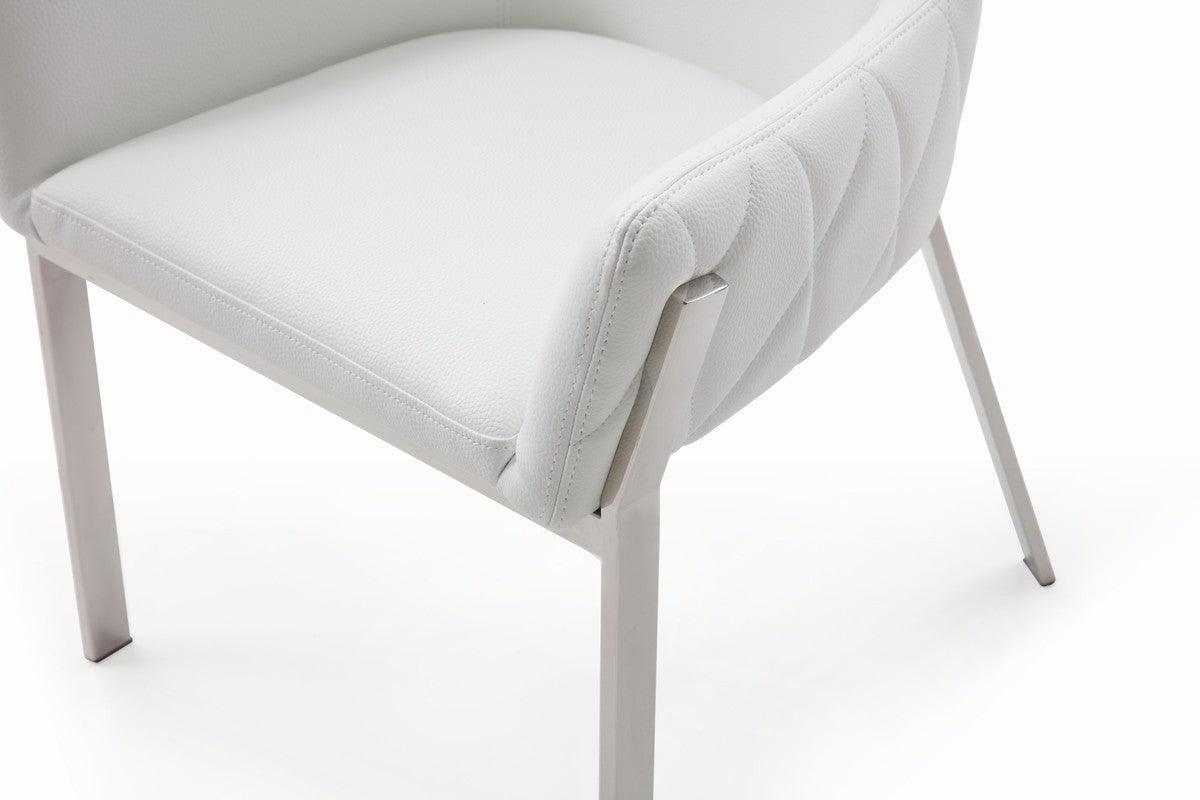 White Faux Leather Dining Chair - AFS