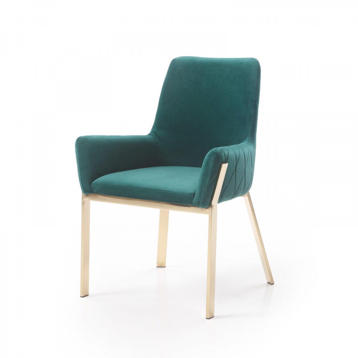 Green Velvet Gold Dining Chair - AFS