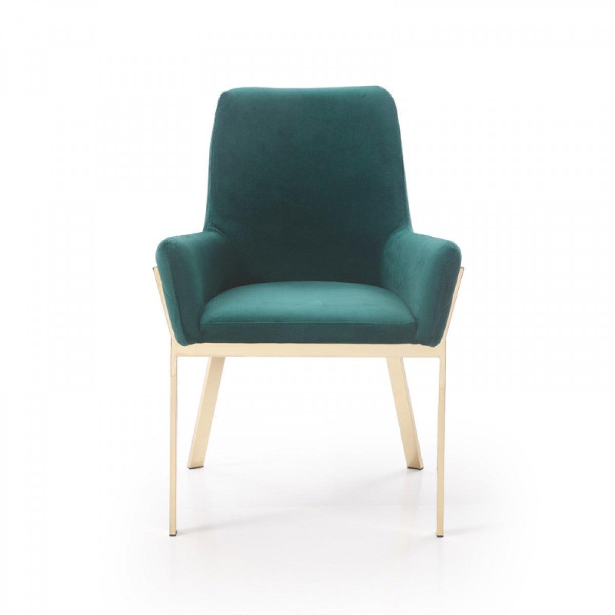 Green Velvet Gold Dining Chair - AFS