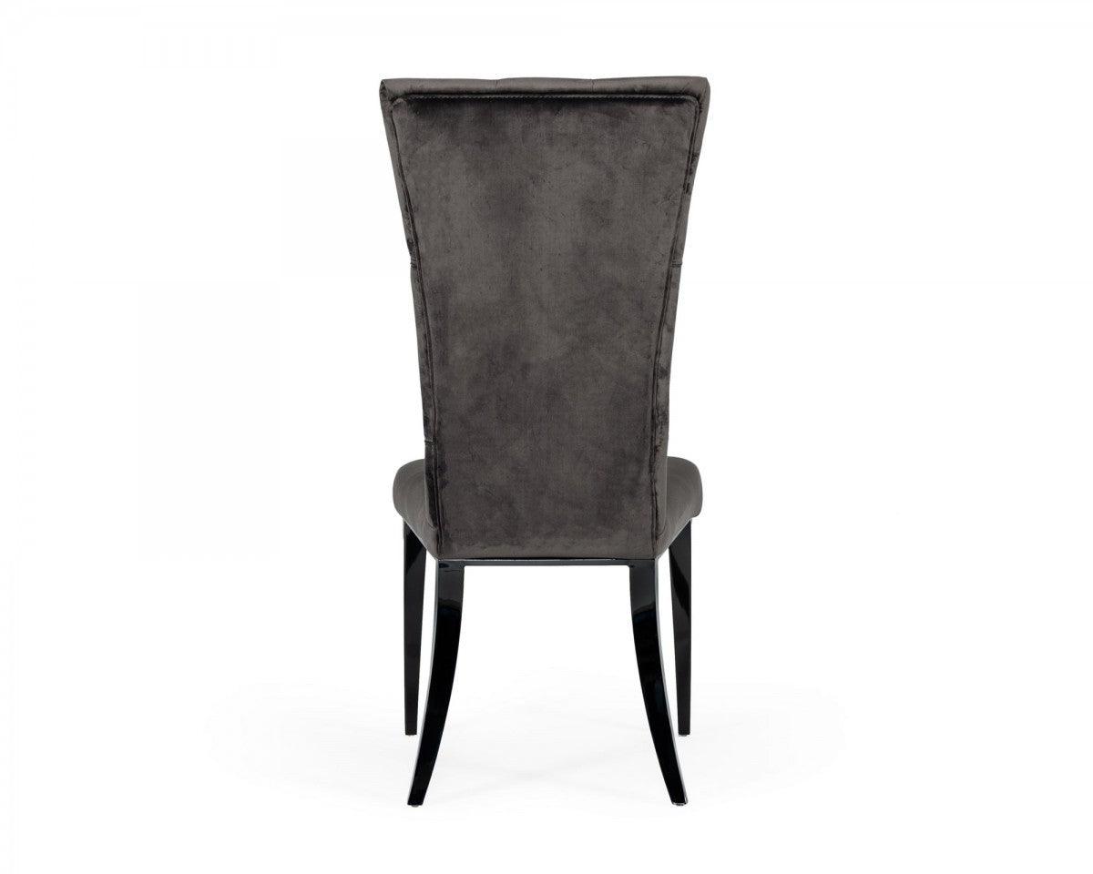 Set of Two Gray Velvet Modern Dining Chairs - AFS