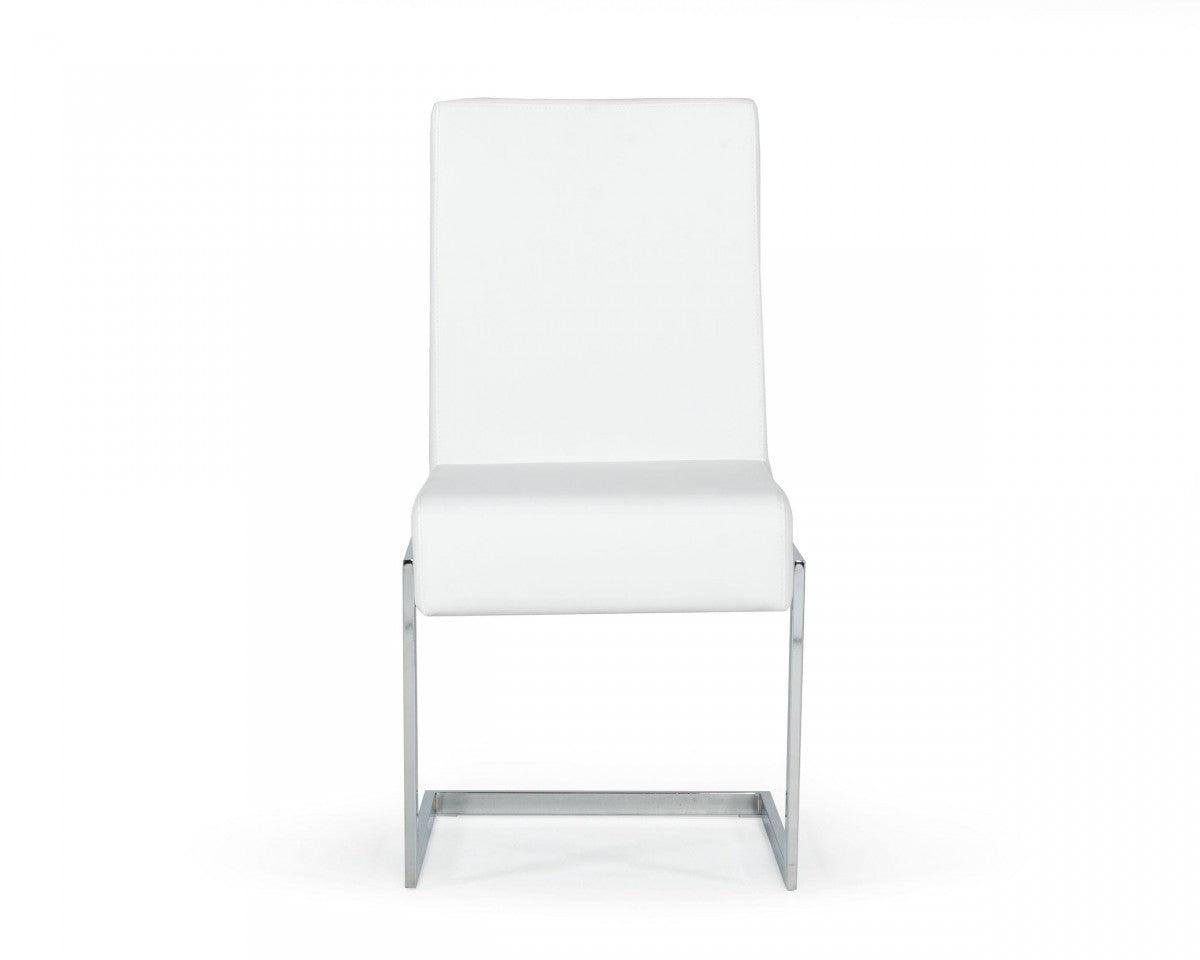 Set of Two White Silver Modern Dining Chairs - AFS