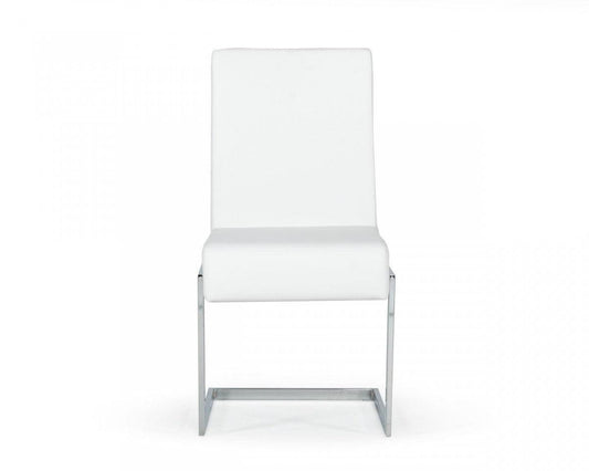 Set of Two White Silver Modern Dining Chairs - AFS