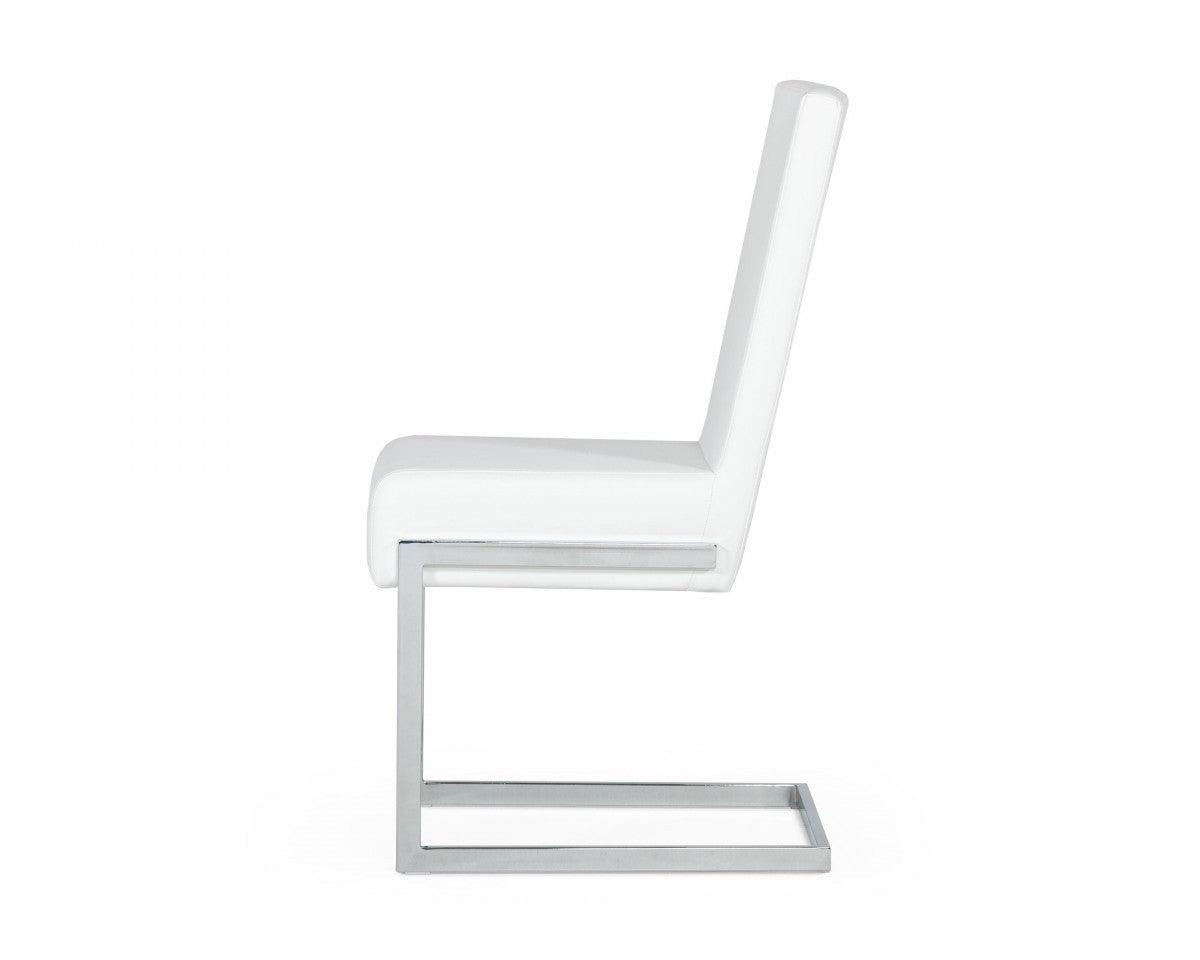 Set of Two White Silver Modern Dining Chairs - AFS