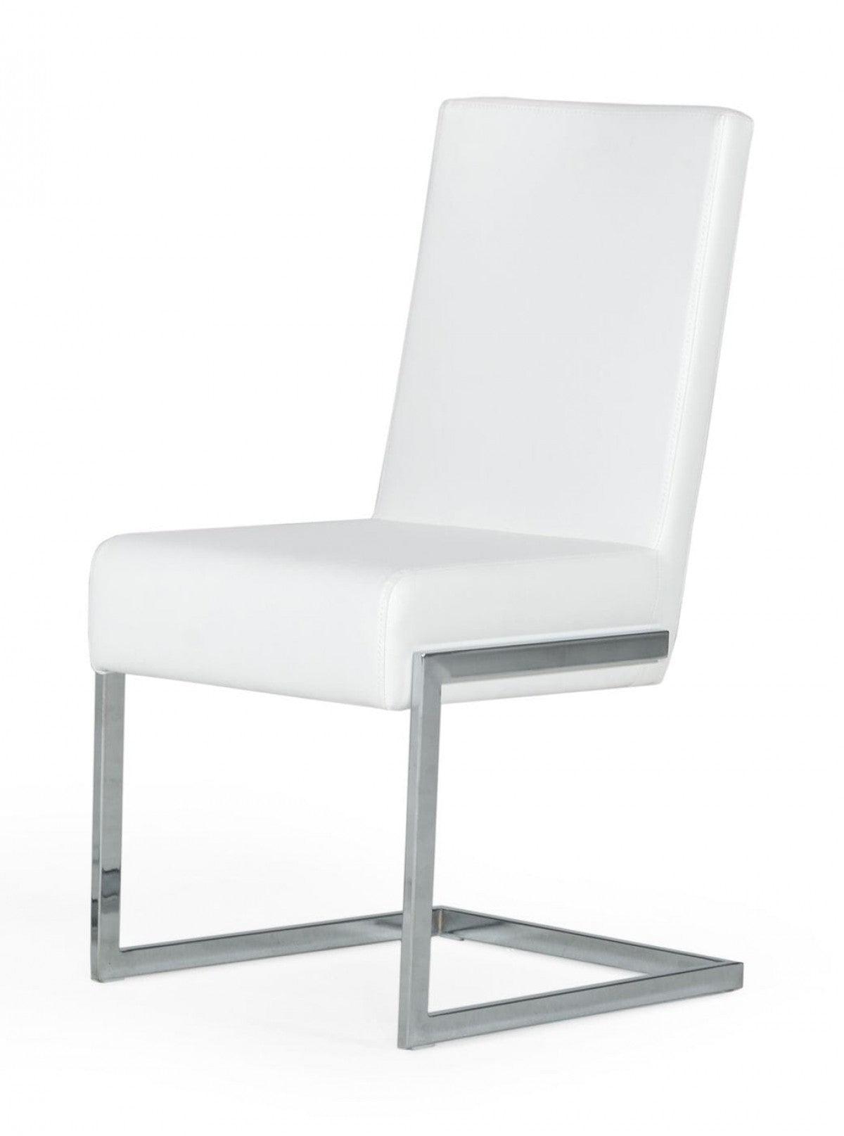 Set of Two White Silver Modern Dining Chairs - AFS