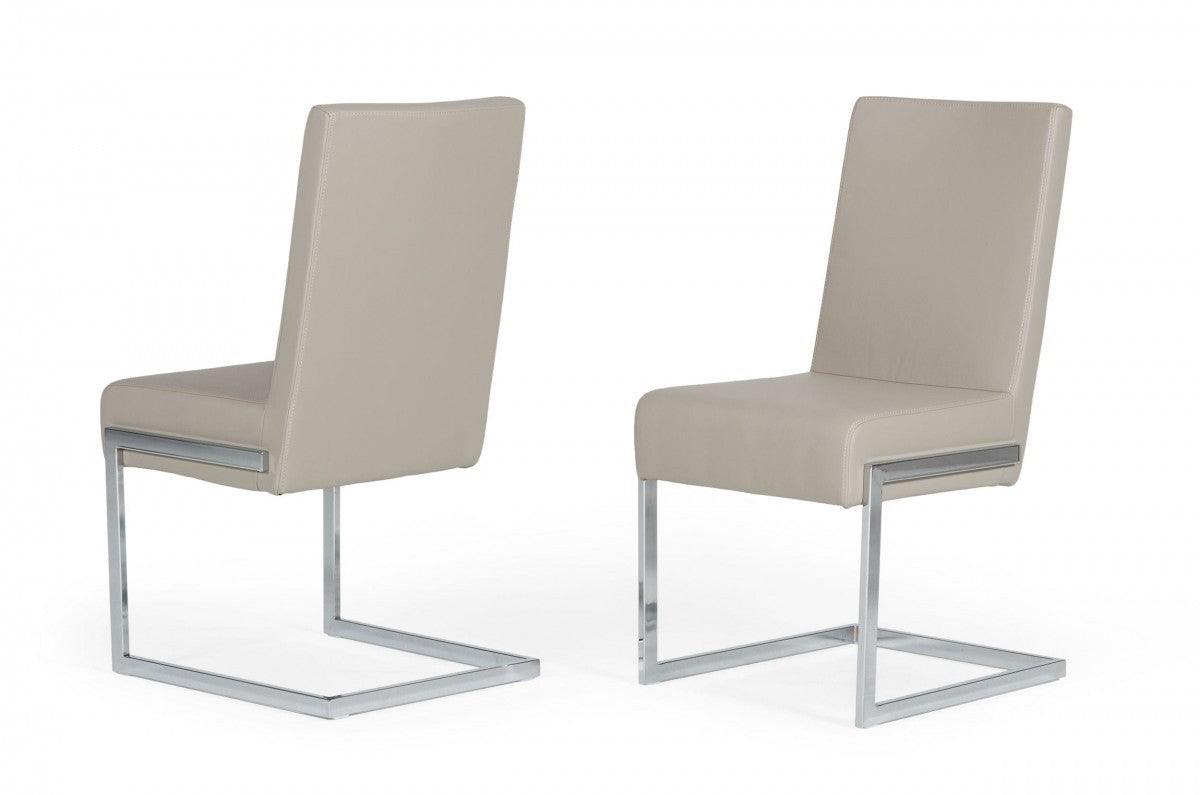 Set of Two Gray Silver Modern Dining Chairs - AFS