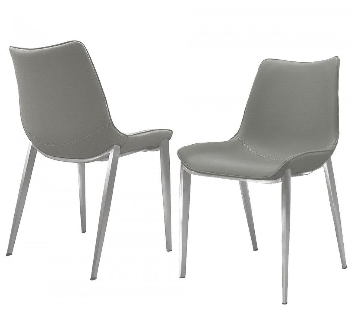 Set of Two Gray Faux Leather Modern Dining Chairs - AFS