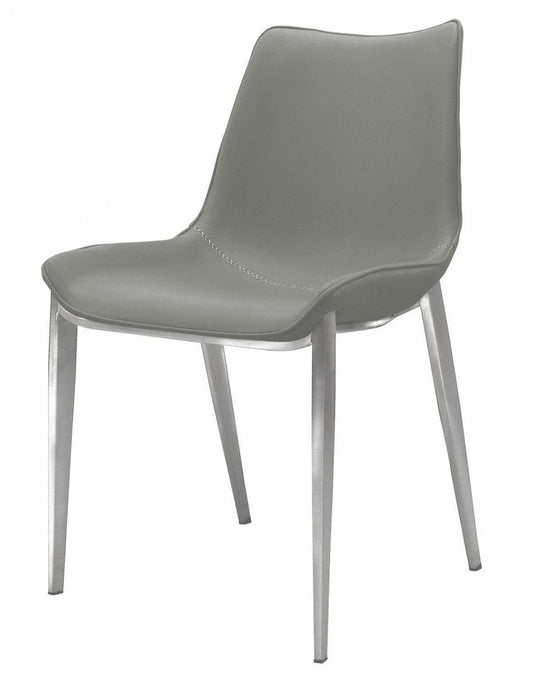 Set of Two Gray Faux Leather Modern Dining Chairs - AFS