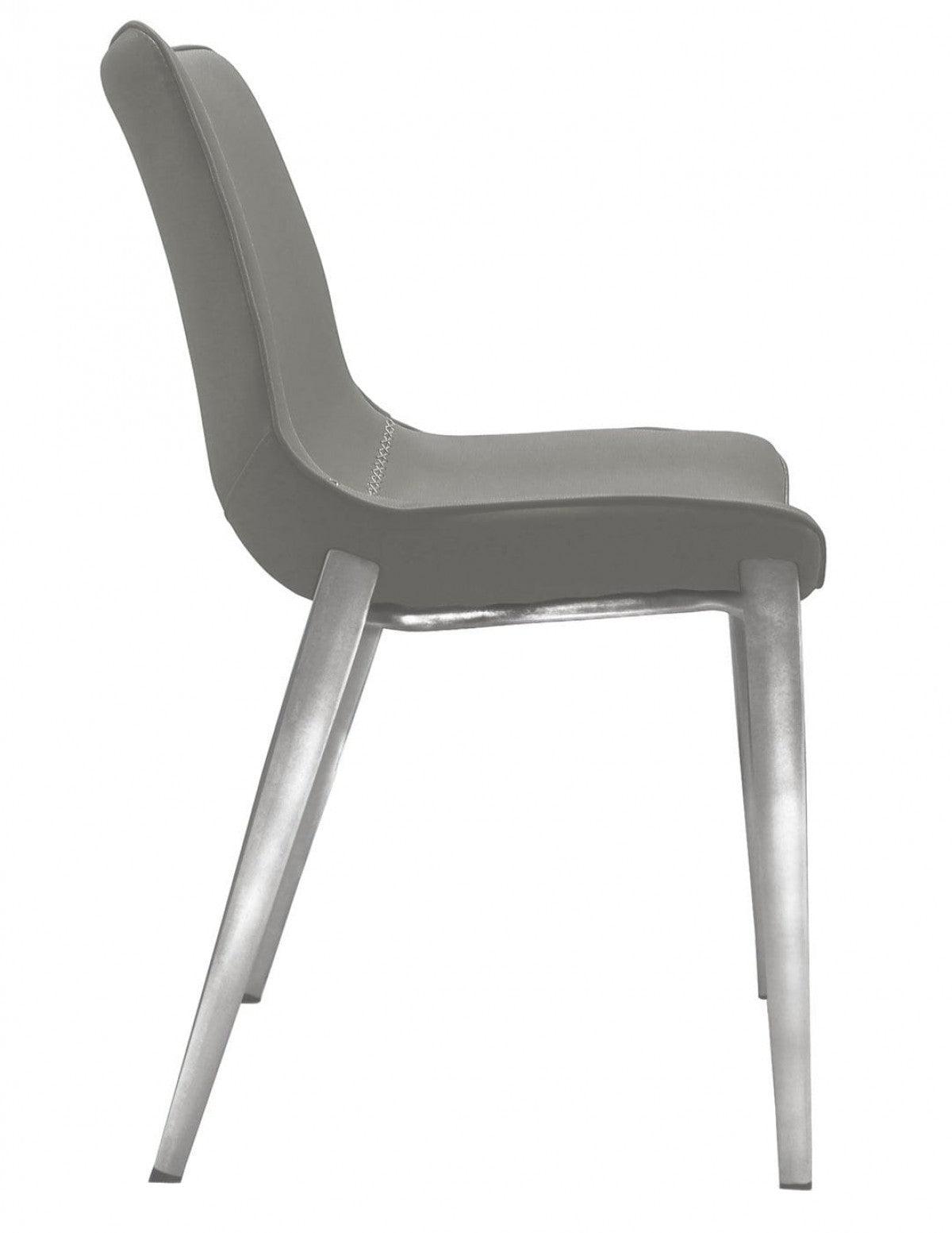 Set of Two Gray Faux Leather Modern Dining Chairs - AFS