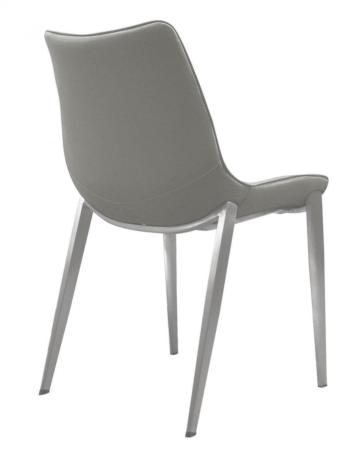 Set of Two Gray Faux Leather Modern Dining Chairs - AFS