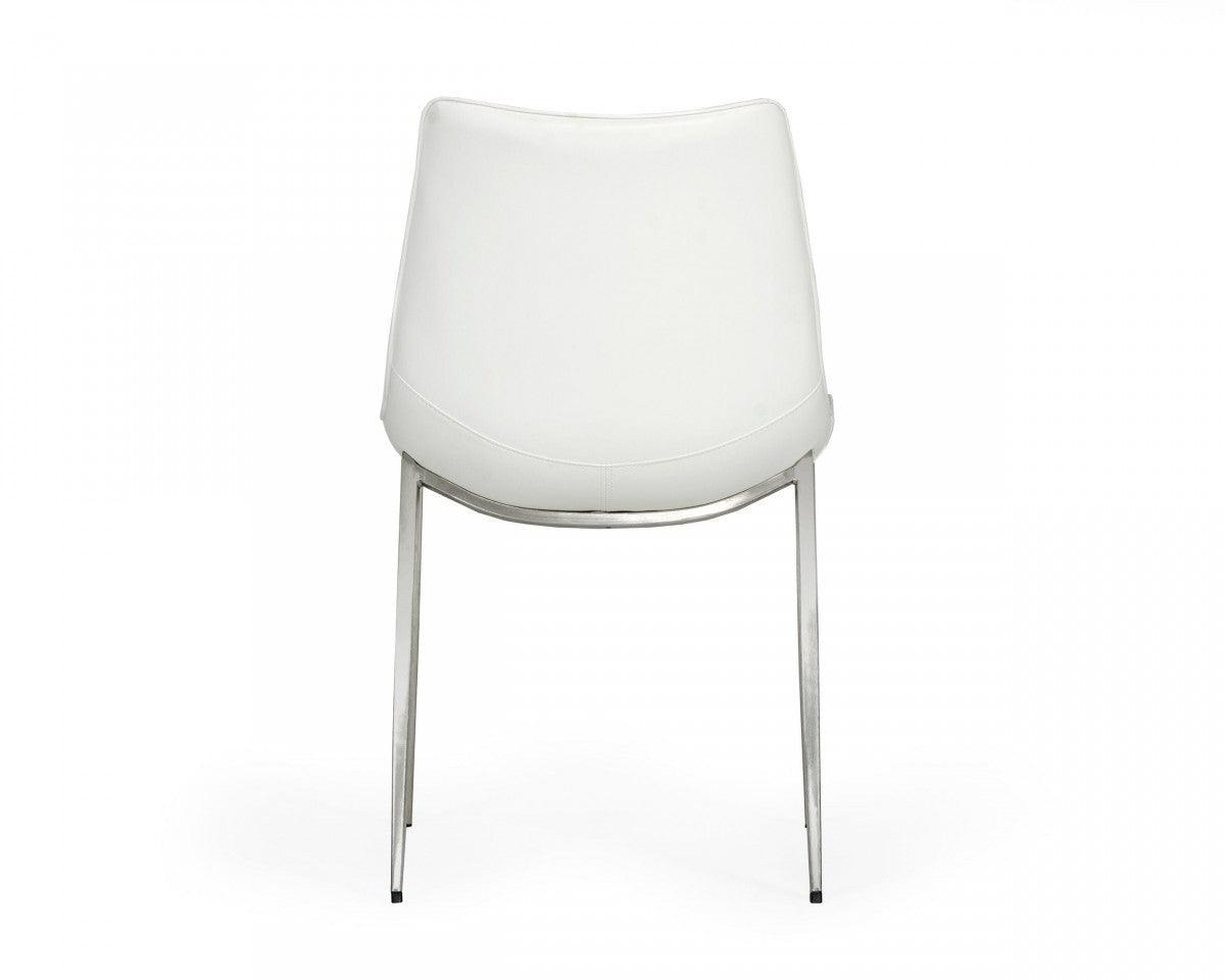 Set of Two White Faux Leather Modern Dining Chairs - AFS