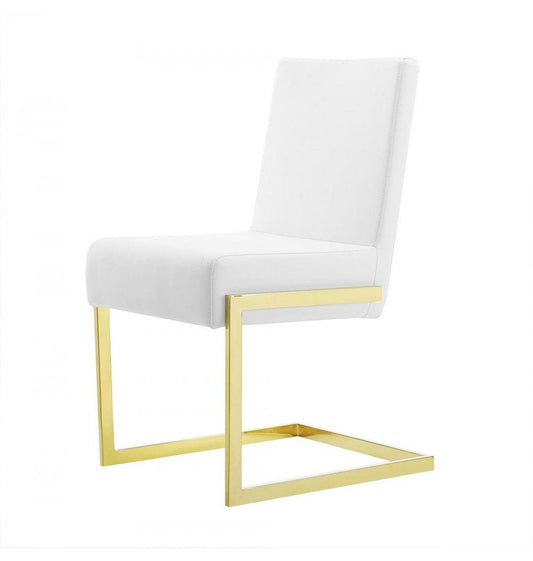 Set of Two White Gold Modern Dining Chairs - AFS