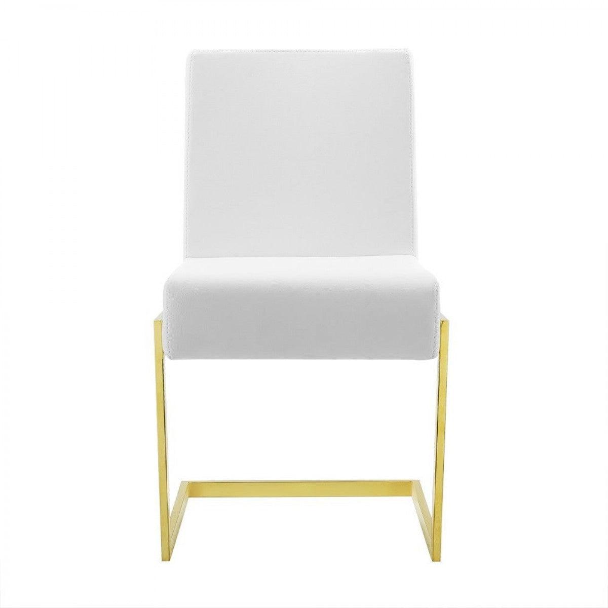 Set of Two White Gold Modern Dining Chairs - AFS