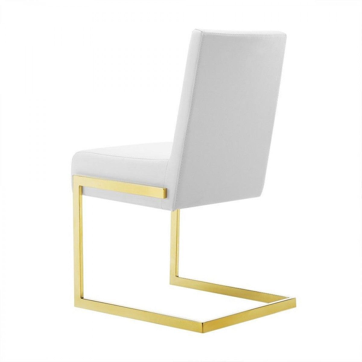 Set of Two White Gold Modern Dining Chairs - AFS