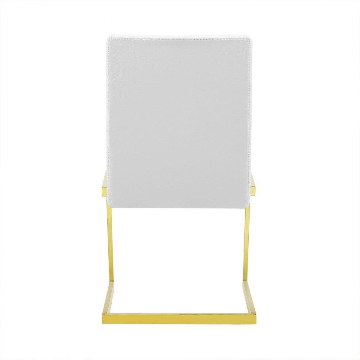 Set of Two White Gold Modern Dining Chairs - AFS