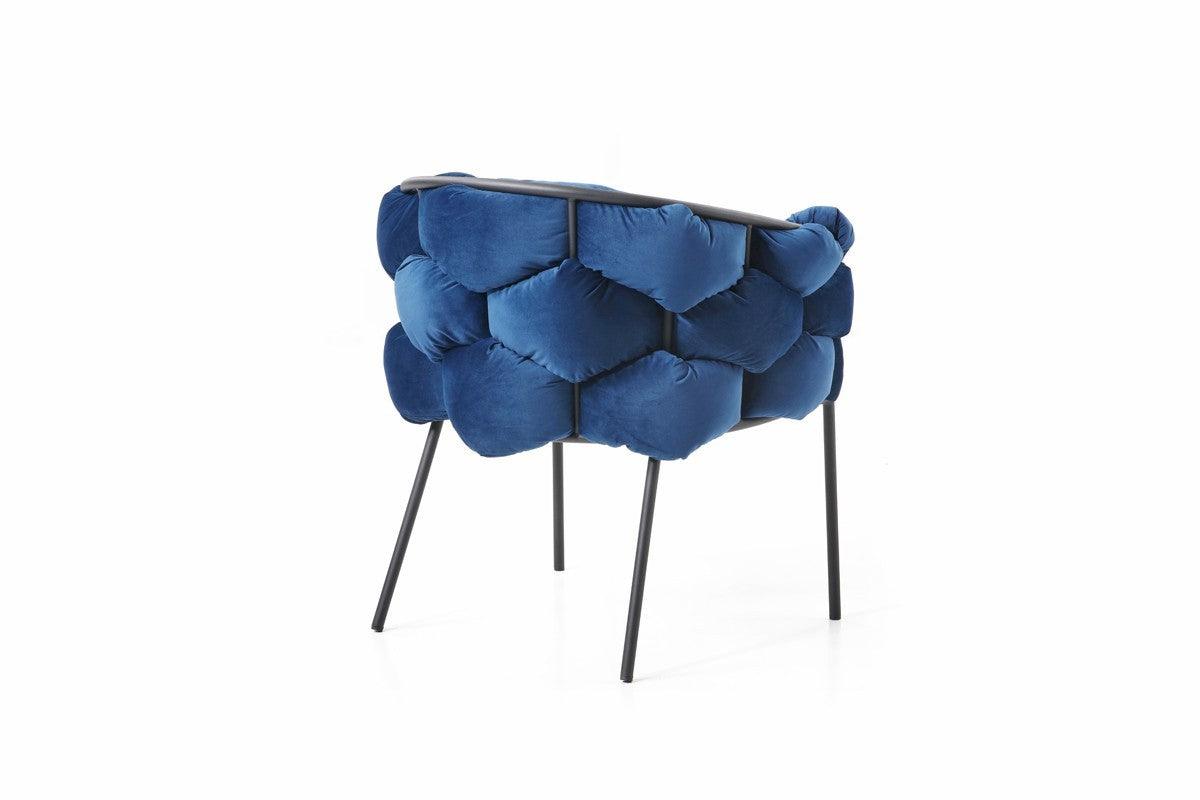 Blue Geo Velvet and Black Velvet Dining Chair - AFS