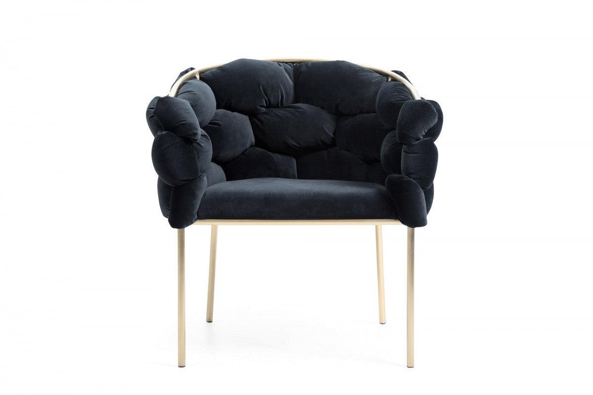 Black Geo Velvet and Brushed Brass Velvet Dining Chair - AFS